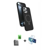 MARSİLYAN™- iPhone 16 Pro Max Kılıf İz Işık Koleksiyonu - Siyah 3D Antistatik Seramik Nano Ekran Koruyucu + Raze Metal Kamera Lens - SH