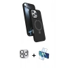 MARSİLYAN™- iPhone 16 Pro Max Kılıf İz Işık Koleksiyonu - Siyah 3D Antistatik Seramik Nano Ekran Koruyucu + Pers Alüminyum Kamera Lens - GI