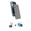 MARSİLYAN™- iPhone 16 Pro Max Kılıf İz Işık Koleksiyonu - Siyah 3D Antistatik Seramik Nano Ekran Koruyucu + Bilvis Titan Kamera Lens - TMGI