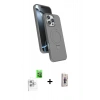 MARSİLYAN™- iPhone 16 Pro Max Kılıf İz Işık Koleksiyonu - Siyah Bilvis 3D Cam Ekran Koruyucu + Raze Metal Kamera Lens - BZ