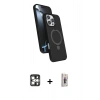 MARSİLYAN™- iPhone 16 Pro Max Kılıf İz Işık Koleksiyonu - Siyah Bilvis 3D Cam Ekran Koruyucu + PVD Metal Kamera Lens - GS