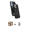 MARSİLYAN™- iPhone 16 Pro Max Kılıf İz Işık Koleksiyonu - Siyah Bilvis 3D Cam Ekran Koruyucu + Pers Alüminyum Kamera Lens - CLTM