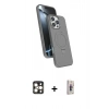 MARSİLYAN™- iPhone 16 Pro Max Kılıf İz Işık Koleksiyonu - Siyah Bilvis 3D Cam Ekran Koruyucu + PVD Metal Kamera Lens - GD