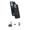MARSİLYAN™- iPhone 16 Pro Max Kılıf İz Işık Koleksiyonu - Siyah Bilvis 3D Cam Ekran Koruyucu + Siyah Bilvis Titan Kamera Lens