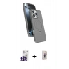 MARSİLYAN™- iPhone 16 Pro Max Kılıf İz Işık Koleksiyonu - Siyah Bilvis 3D Cam Ekran Koruyucu + Titanyum Gri Bilvis Titan Kamera Lens