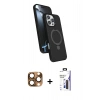 MARSİLYAN™- iPhone 16 Pro Max Kılıf İz Işık Koleksiyonu - Siyah Bilvis 3X AR Hayalet Cam Ekran Koruyucu + Pers Alüminyum Kamera Lens - CLTM
