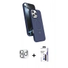 MARSİLYAN™- iPhone 16 Pro Max Kılıf İz Işık Koleksiyonu - Siyah Bilvis 3X AR Hayalet Cam Ekran Koruyucu + Pers Alüminyum Kamera Lens - GS