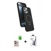 MARSİLYAN™- iPhone 16 Pro Max Kılıf İz Işık Koleksiyonu - Siyah Bilvis 3X AR Hayalet Cam Ekran Koruyucu + Raze Metal Kamera Lens - NLGY