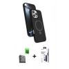 MARSİLYAN™- iPhone 16 Pro Max Kılıf İz Işık Koleksiyonu - Siyah Bilvis 3X AR Hayalet Cam Ekran Koruyucu + Raze Metal Kamera Lens - SH