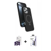 MARSİLYAN™- iPhone 16 Pro Max Kılıf İz Işık Koleksiyonu - Siyah Bilvis 3X AR Hayalet Cam Ekran Koruyucu + Bilvis Titan Kamera Lens - GS