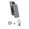 MARSİLYAN™- iPhone 16 Pro Max Kılıf İz Işık Koleksiyonu - Siyah Bilvis 3X AR Hayalet Cam Ekran Koruyucu + Pers Alüminyum Kamera Lens - GS