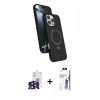 MARSİLYAN™- iPhone 16 Pro Max Kılıf İz Işık Koleksiyonu - Siyah Bilvis 3X AR HD Cam Ekran Koruyucu + Bilvis Titan Kamera Lens - SH
