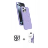 MARSİLYAN™- iPhone 16 Pro Max Kılıf İz Işık Koleksiyonu - Siyah Bilvis 3X AR HD Cam Ekran Koruyucu + Pers Alüminyum Kamera Lens - GI