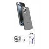 MARSİLYAN™- iPhone 16 Pro Max Kılıf İz Işık Koleksiyonu - Siyah Bilvis 3X AR HD Cam Ekran Koruyucu + Pers Alüminyum Kamera Lens - GI