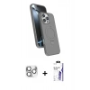 MARSİLYAN™- iPhone 16 Pro Max Kılıf İz Işık Koleksiyonu - Siyah Bilvis 3X AR HD Cam Ekran Koruyucu + Pers Alüminyum Kamera Lens - GS