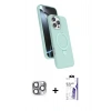 MARSİLYAN™- iPhone 16 Pro Max Kılıf İz Işık Koleksiyonu - Siyah Bilvis 3X AR HD Cam Ekran Koruyucu + Pers Alüminyum Kamera Lens - GI