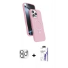 MARSİLYAN™- iPhone 16 Pro Max Kılıf İz Işık Koleksiyonu - Siyah Bilvis 3X AR HD Cam Ekran Koruyucu + Pers Alüminyum Kamera Lens - GS