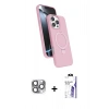 MARSİLYAN™- iPhone 16 Pro Max Kılıf İz Işık Koleksiyonu - Siyah Bilvis 3X AR HD Cam Ekran Koruyucu + Pers Alüminyum Kamera Lens - GI