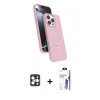 MARSİLYAN™- iPhone 16 Pro Max Kılıf İz Işık Koleksiyonu - Siyah Bilvis 3X AR HD Cam Ekran Koruyucu + PVD Metal Kamera Lens - GD