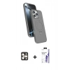 MARSİLYAN™- iPhone 16 Pro Max Kılıf İz Işık Koleksiyonu - Siyah Bilvis 3X AR HD Cam Ekran Koruyucu + PVD Metal Kamera Lens - GD