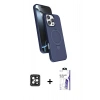 MARSİLYAN™- iPhone 16 Pro Max Kılıf İz Işık Koleksiyonu - Siyah Bilvis 3X AR HD Cam Ekran Koruyucu + PVD Metal Kamera Lens - SH