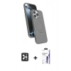MARSİLYAN™- iPhone 16 Pro Max Kılıf İz Işık Koleksiyonu - Siyah Bilvis 3X AR HD Cam Ekran Koruyucu + PVD Metal Kamera Lens - SH