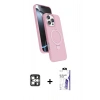 MARSİLYAN™- iPhone 16 Pro Max Kılıf İz Işık Koleksiyonu - Siyah Bilvis 3X AR HD Cam Ekran Koruyucu + PVD Metal Kamera Lens - GS