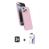 MARSİLYAN™- iPhone 16 Pro Max Kılıf İz Işık Koleksiyonu - Siyah Bilvis 3X AR HD Cam Ekran Koruyucu + PVD Metal Kamera Lens - SH