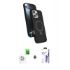 MARSİLYAN™- iPhone 16 Pro Max Kılıf İz Işık Koleksiyonu - Siyah Bilvis 3X AR HD Cam Ekran Koruyucu + Raze Metal Kamera Lens - BZ