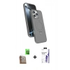 MARSİLYAN™- iPhone 16 Pro Max Kılıf İz Işık Koleksiyonu - Siyah Bilvis 3X AR HD Cam Ekran Koruyucu + Raze Metal Kamera Lens - CLTM