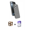 MARSİLYAN™- iPhone 16 Pro Max Kılıf İz Işık Koleksiyonu - Siyah Bilvis 5in1 3D Magic Cam Ekran Koruyucu + Çöl Titanyum Pers Alüminyum Kamera Lens