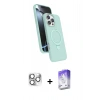 MARSİLYAN™- iPhone 16 Pro Max Kılıf İz Işık Koleksiyonu - Siyah Bilvis 5in1 3D Magic Cam Ekran Koruyucu + Pers Alüminyum Kamera Lens - GS