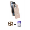 MARSİLYAN™- iPhone 16 Pro Max Kılıf İz Işık Koleksiyonu - Siyah Bilvis 5in1 3D Magic Cam Ekran Koruyucu + Çöl Titanyum Pers Alüminyum Kamera Lens