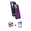 MARSİLYAN™- iPhone 16 Pro Max Kılıf İz Işık Koleksiyonu - Siyah Bilvis 5in1 3D Magic Cam Ekran Koruyucu + Çöl Titanyum Pers Alüminyum Kamera Lens
