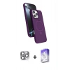 MARSİLYAN™- iPhone 16 Pro Max Kılıf İz Işık Koleksiyonu - Siyah Bilvis 5in1 3D Magic Cam Ekran Koruyucu + Pers Alüminyum Kamera Lens - GI
