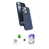 MARSİLYAN™- iPhone 16 Pro Max Kılıf İz Işık Koleksiyonu - Siyah Bilvis 5in1 3D Magic Cam Ekran Koruyucu + Beyaz Raze Metal Kamera Lens