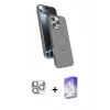 MARSİLYAN™- iPhone 16 Pro Max Kılıf İz Işık Koleksiyonu - Siyah Bilvis 5in1 3D Magic Cam Ekran Koruyucu + Pers Alüminyum Kamera Lens - GS