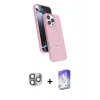 MARSİLYAN™- iPhone 16 Pro Max Kılıf İz Işık Koleksiyonu - Siyah Bilvis 5in1 3D Magic Cam Ekran Koruyucu + Pers Alüminyum Kamera Lens - GI