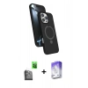 MARSİLYAN™- iPhone 16 Pro Max Kılıf İz Işık Koleksiyonu - Siyah Bilvis 5in1 3D Magic Cam Ekran Koruyucu + Raze Metal Kamera Lens - SH