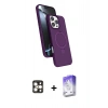MARSİLYAN™- iPhone 16 Pro Max Kılıf İz Işık Koleksiyonu - Siyah Bilvis 5in1 3D Magic Cam Ekran Koruyucu + PVD Metal Kamera Lens - GD