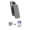 MARSİLYAN™- iPhone 16 Pro Max Kılıf İz Işık Koleksiyonu - Siyah Bilvis 5in1 3D Magic Cam Ekran Koruyucu + Pers Alüminyum Kamera Lens - GI