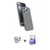 MARSİLYAN™- iPhone 16 Pro Max Kılıf İz Işık Koleksiyonu - Siyah Bilvis 5in1 5D Magic Hayalet Cam Ekran Koruyucu + Pers Alüminyum Kamera Lens - GS