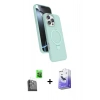 MARSİLYAN™- iPhone 16 Pro Max Kılıf İz Işık Koleksiyonu - Siyah Bilvis 5in1 5D Magic Hayalet Cam Ekran Koruyucu + Raze Metal Kamera Lens - SH