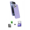 MARSİLYAN™- iPhone 16 Pro Max Kılıf İz Işık Koleksiyonu - Siyah Bilvis 5in1 5D Magic Hayalet Cam Ekran Koruyucu + Raze Metal Kamera Lens - SH