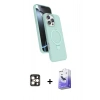 MARSİLYAN™- iPhone 16 Pro Max Kılıf İz Işık Koleksiyonu - Siyah Bilvis 5in1 5D Magic Hayalet Cam Ekran Koruyucu + PVD Metal Kamera Lens - GD