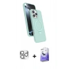 MARSİLYAN™- iPhone 16 Pro Max Kılıf İz Işık Koleksiyonu - Siyah Bilvis 5in1 5D Magic Hayalet Cam Ekran Koruyucu + Pers Alüminyum Kamera Lens - GS