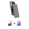 MARSİLYAN™- iPhone 16 Pro Max Kılıf İz Işık Koleksiyonu - Siyah Bilvis 5in1 5D Magic Hayalet Cam Ekran Koruyucu + Bilvis Titan Kamera Lens - GS