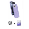 MARSİLYAN™- iPhone 16 Pro Max Kılıf İz Işık Koleksiyonu - Siyah Bilvis 5in1 5D Magic Hayalet Cam Ekran Koruyucu + Gri Pers Alüminyum Kamera Lens
