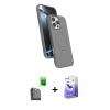 MARSİLYAN™- iPhone 16 Pro Max Kılıf İz Işık Koleksiyonu - Siyah Bilvis 5in1 5D Magic Hayalet Cam Ekran Koruyucu + Raze Metal Kamera Lens - SH