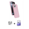 MARSİLYAN™- iPhone 16 Pro Max Kılıf İz Işık Koleksiyonu - Siyah Bilvis 5in1 5D Magic Hayalet Cam Ekran Koruyucu + Pers Alüminyum Kamera Lens - GS